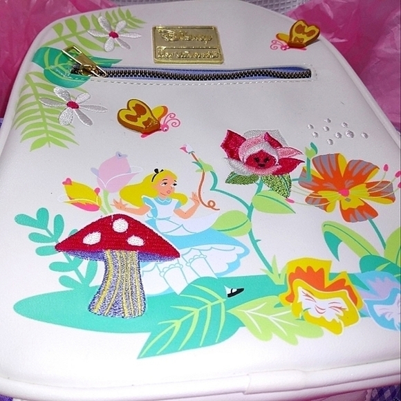 Disney Her Universe Alice In Wonderland Gingham BACKPACK Bag Embroidered NWT - Picture 2 of 11